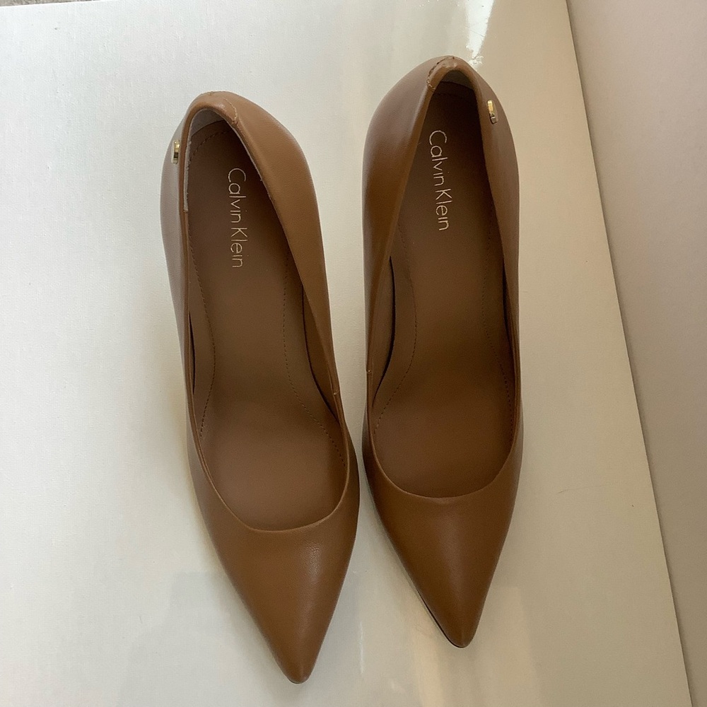 Calvin Klein Tan Heels Sleek Minimalist Design